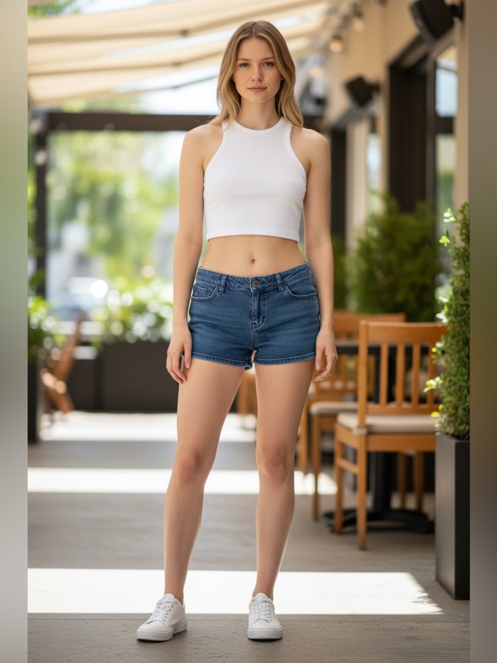 Inked and faded micro denim Chambray Y2K shorts, low rice size 6